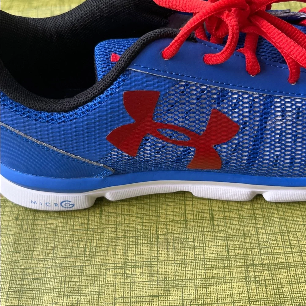 Under Armour Men's Blue Athletic Shoes with Red Accents - Picture 2 of 4